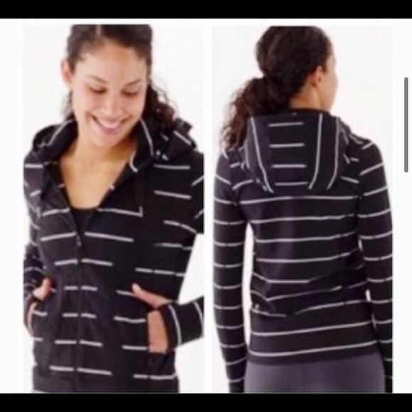 Lululemon sz 8 black and white stripped jacket